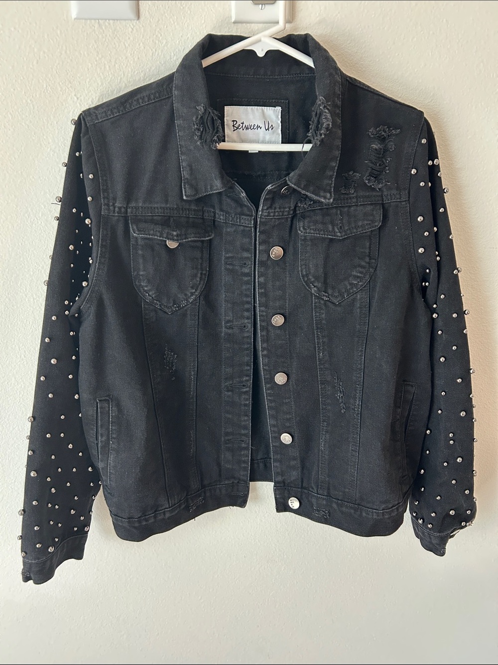 Between Us Black Studded Jean Jacket